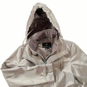 Novelti Champagne Hooded Raincoat Trench Glossy Minimalist Coat 8 New w/o Tags
